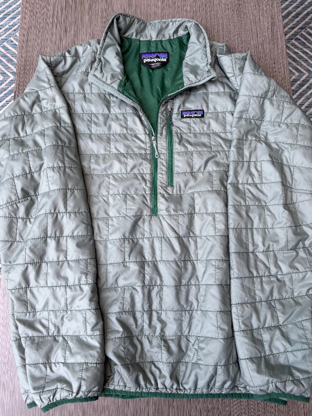 Patagonia Men’s Nano Puff Pullover 1/4 Zip Jacket Sage Green Size Large